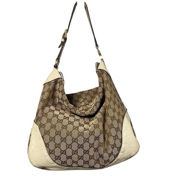Gucci Charlotte Hobo Shoulder Bag Brown Canvas GG Monogram / Cream Leather AS IS - Picture 1 of 16